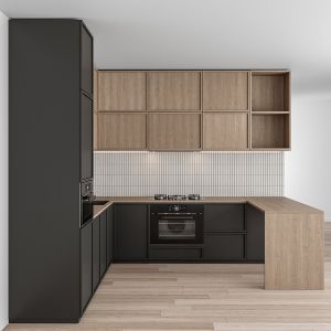 Kitchen Modern - Black And White With Wood 50