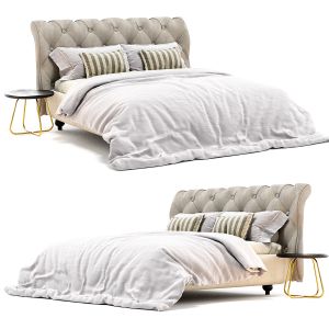 Double Bed With Upholstered And Smooth Headboard D