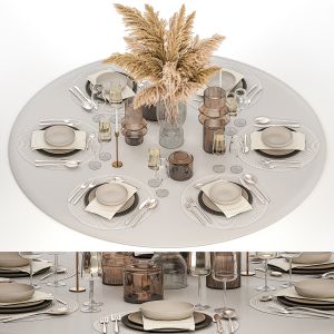 Stylish Table Setting For 6 Persons With A Bouquet