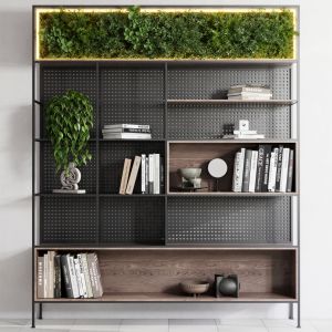 Metal Shelves Decorative With Plants And Book