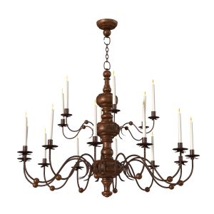 Monumental Wooden Candelabra Large Chandelier