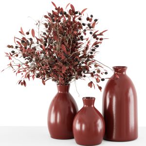 Bouquet - Red Branch In Red Vase 86