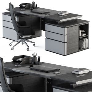 Manager Desk Gray And Black - Office Furniture 262