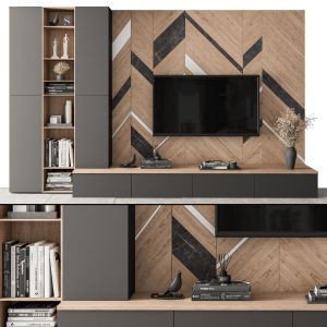 TV Wall Wood And Black - Set 30