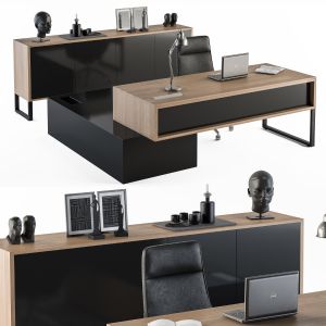 Manager Desk Wood And Black - Office Furniture 265