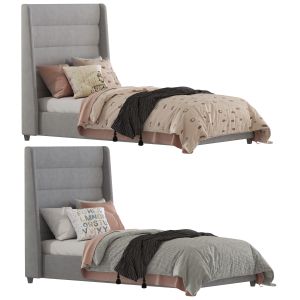 Set 367 Ferret Platform Velvet Twin Bed - Blush