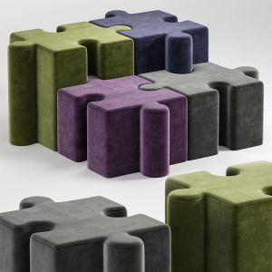 Sectional Upholstered Felt Pouf By Buzzi Puzzle