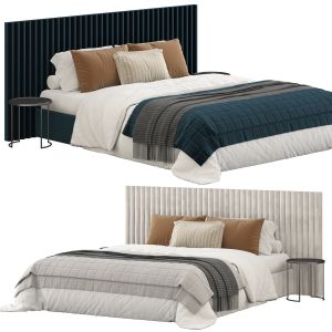 Striped Headboard Bed