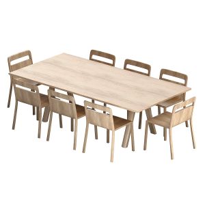 Plateau Table Oak Finish And Hollywood Chair Natu