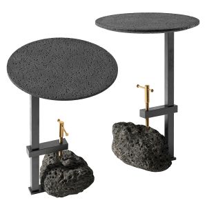 Black Lava Stone Side Table By Bentu Design