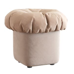 Contemporary Pouf Ottoman Cotton Upholstered Tufte