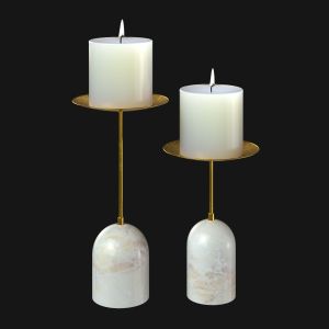 Cb2 - Numa Marble And Brass Candle Stands Set Of 2