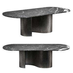 Cb2 Aster Black Marble And Aluminum Dining Table