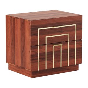 Cb2 Everett Acacia With Brass Inlay Nightstand