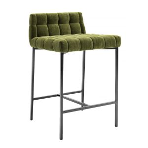 Cb2 Gabe Pesto Tufted Low Back Counter Stool