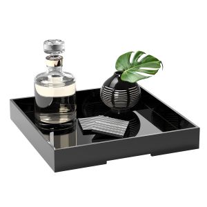 Cb2 High Gloss Large Black Square Tray