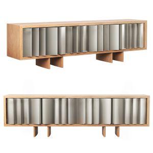 Cb2 Kibo Large Steel And Oak Media Credenza