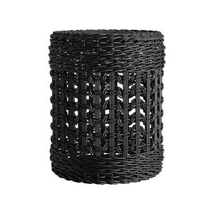 BLACK RATTAN POUF