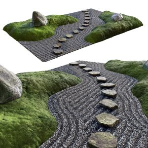 Lowpoly Japanese Rock (zen) Garden 02