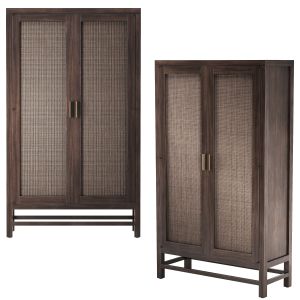 Crate And Barrel Blake Dark Brown Rattan 2-door