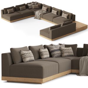 Santos Teak Modular L-sectional With Corner Chair