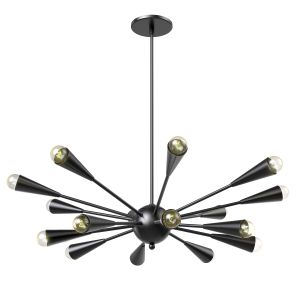 Dainolite Fortuna Matte Black 16-light Chandelier