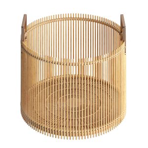 Decor Pad Mina Round Brass Natural Bamboo Basket