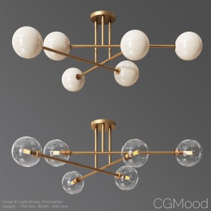 Aksel 6 Light Brass Chandelier