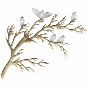 Bijan - Porcelain Birds On Brass Branch Wall