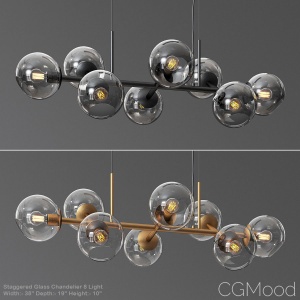 Staggered Glass Chandelier 8 Light