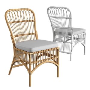 Rattan Loop Side Chair With Seat Cushion Natural