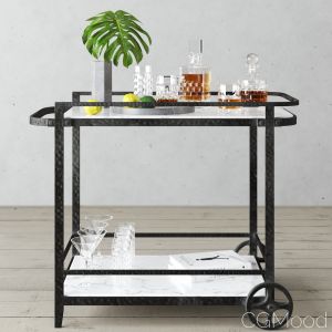 Restoration Hardware Hammered Iron Bar Cart