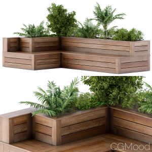 Roof Garden- Back Yard Furniture Bench With Flower