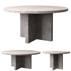 Plank Round Dining Table Gray