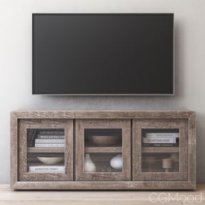 Glass Triple-door Media Console