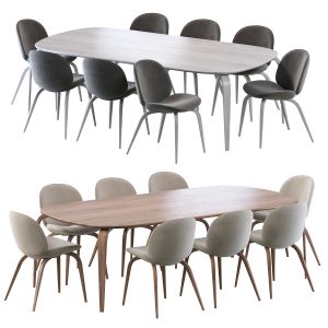 Beetle Dining Chair And Gubi Dining Table Elliptic