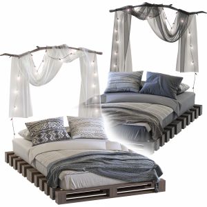 Loft-style pallet bed Set 86