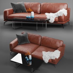 Peruna Leather Two Seat Sofa