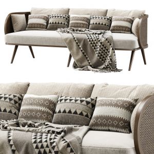 Victoria Wooden Rattan Three-seater Sofa Va30