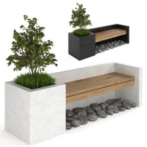 Urban Furniture Bench With Plants 01