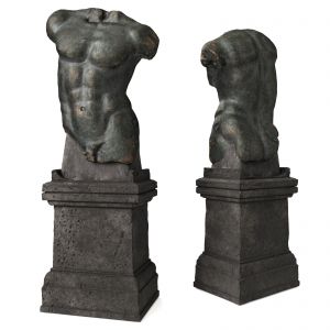 Roman Man Torso With Pedestal