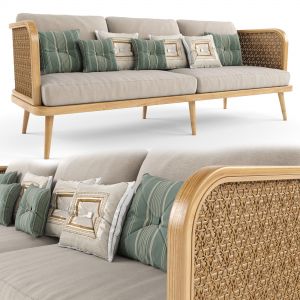 3-seat Modular Sofa Outdoor Rattan Wood