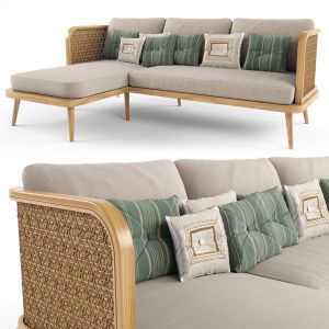 3-seat Modular Sofa Outdoor Rattan Wood With Chair