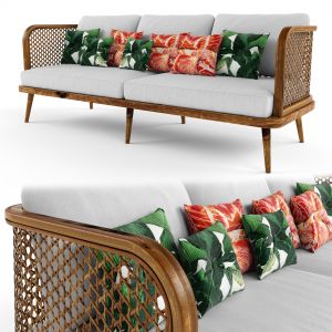 3-seat Modular Sofa Outdoor Rattan Wood