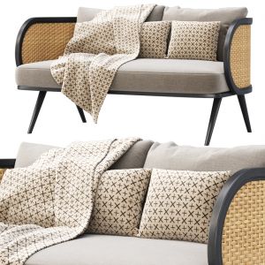 Victoria Wooden Rattan Loveseat Ba70