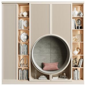 Modern Wardrobe With Decor, Books And A Place