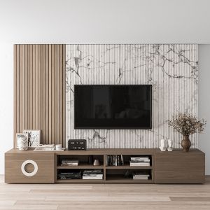 TV Wall Stone And Wood - Set 16