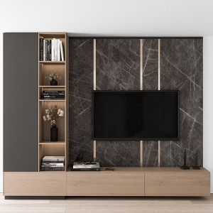 TV Wall Black And Wood - Set 17