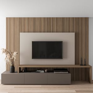 TV Wall Black And Wood - Set 19