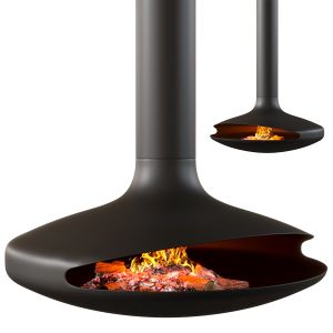 Suspended Rotating Fireplace Gyrofocus Black